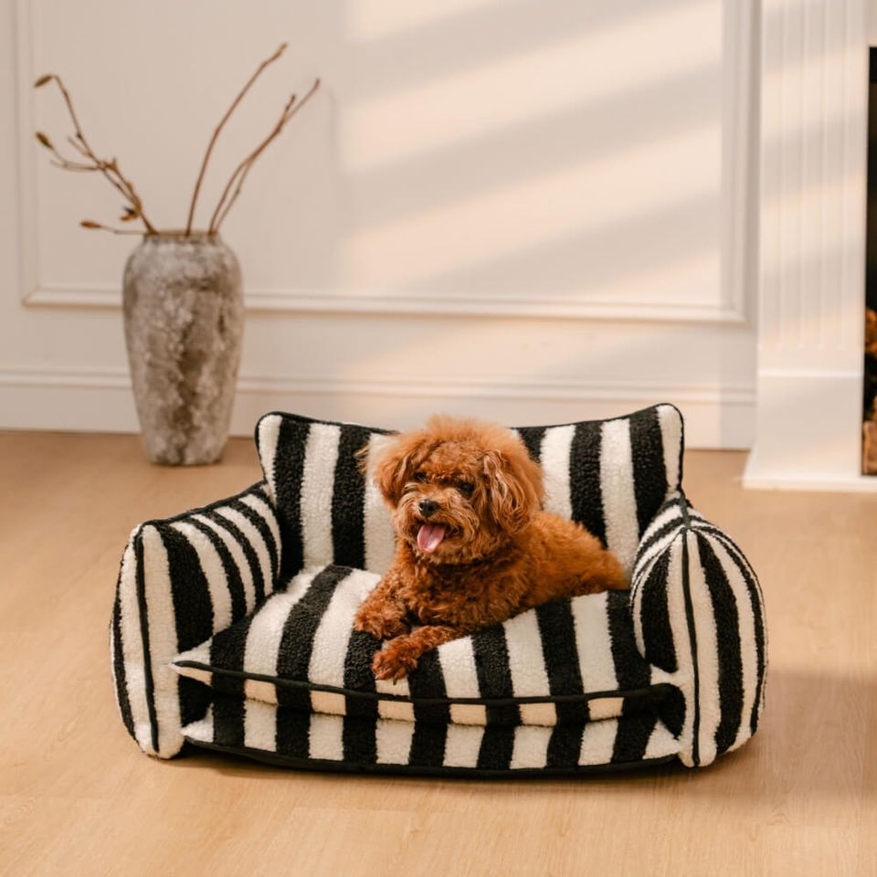 Canapé-lit à rayures Woof & Purr pour chien et chat